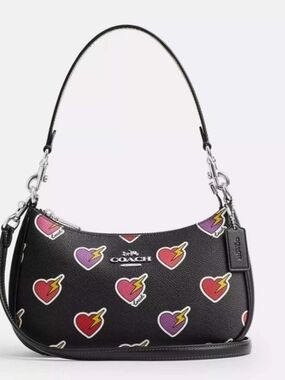 Coach Black Heart Lightning Leather Shoulder Bag